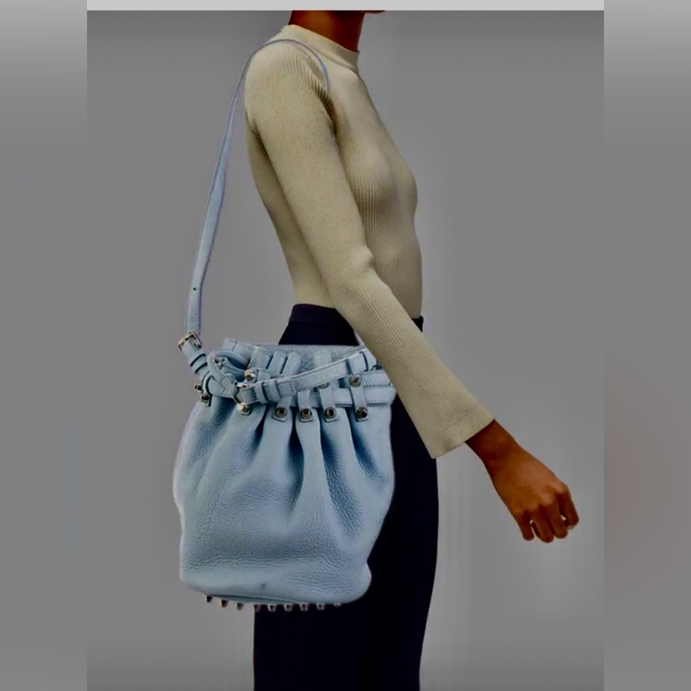 Alexander Wang Diego Large Bucket Bag  Pebbled Leather, Med Blue New Some Tags